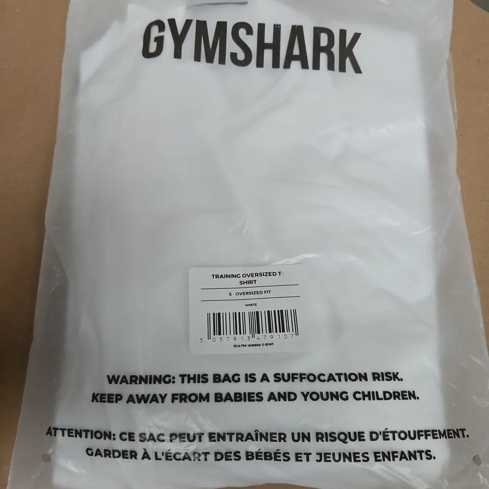 GYMSHARK TRAINING OVERSIZED T-SHIRT, WHITE, SIZE S