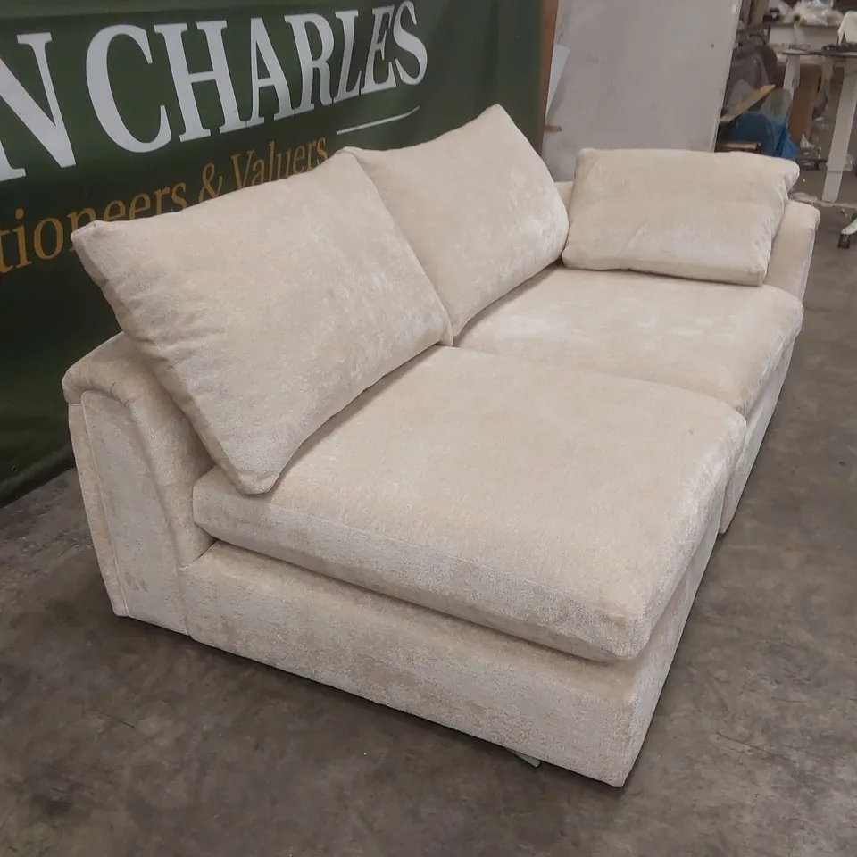 QUALITY DESIGNER EX DISPLAY OPEN-ENDED FABRIC CHAISE SOFA - CREAM