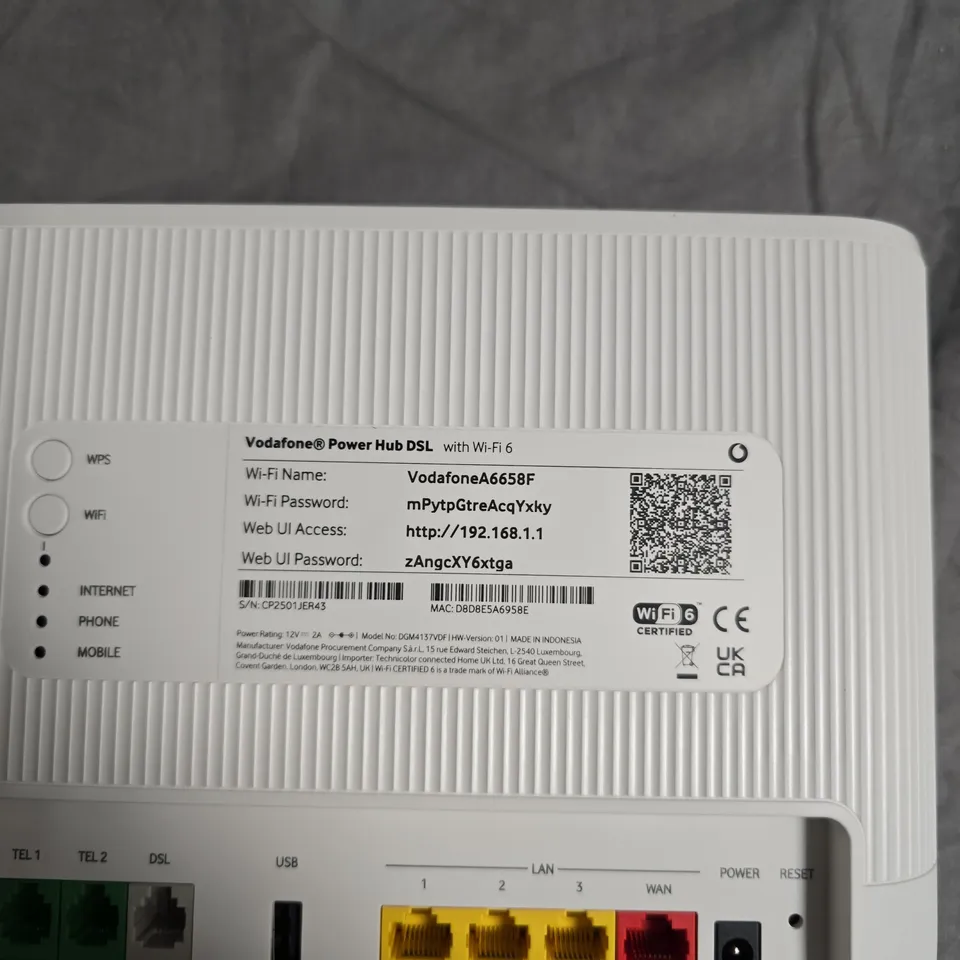 VODAFONE POWER HUB DSL WITH WI‑FI 6 ROUTER – BOXED