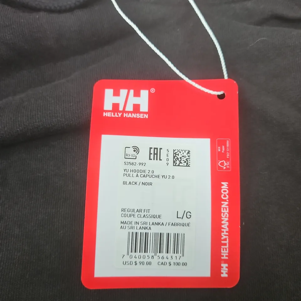 HELLY HANSEN HOODIE – BLACK, UK LARGE (L/G), REGULAR FIT