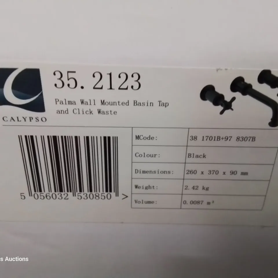 BRAND NEW BOXED DESIGNER PALMA WALL MOUNTED BASIN TAPS & CLICKNWASTE MATT BLACK