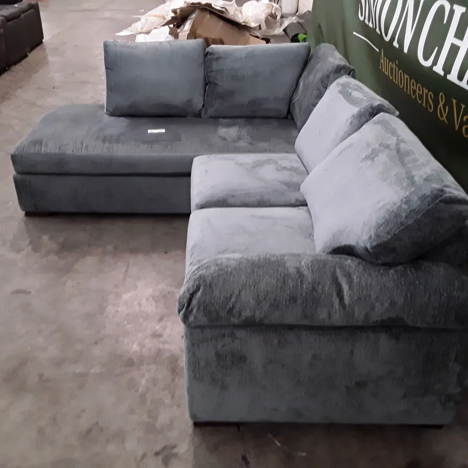 DESIGNER SALERNO STANDARD CORNER SOFA WITH LEFT HALF CHAISE - GREY FABRIC