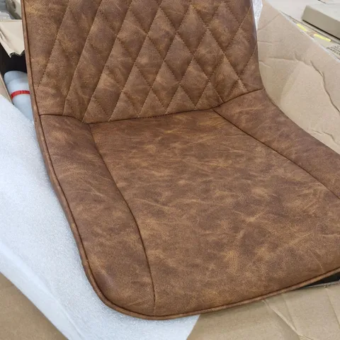 BOXED SET OF 4 DESIGNER BROWN DINING CHAIRS (2 BOXES)