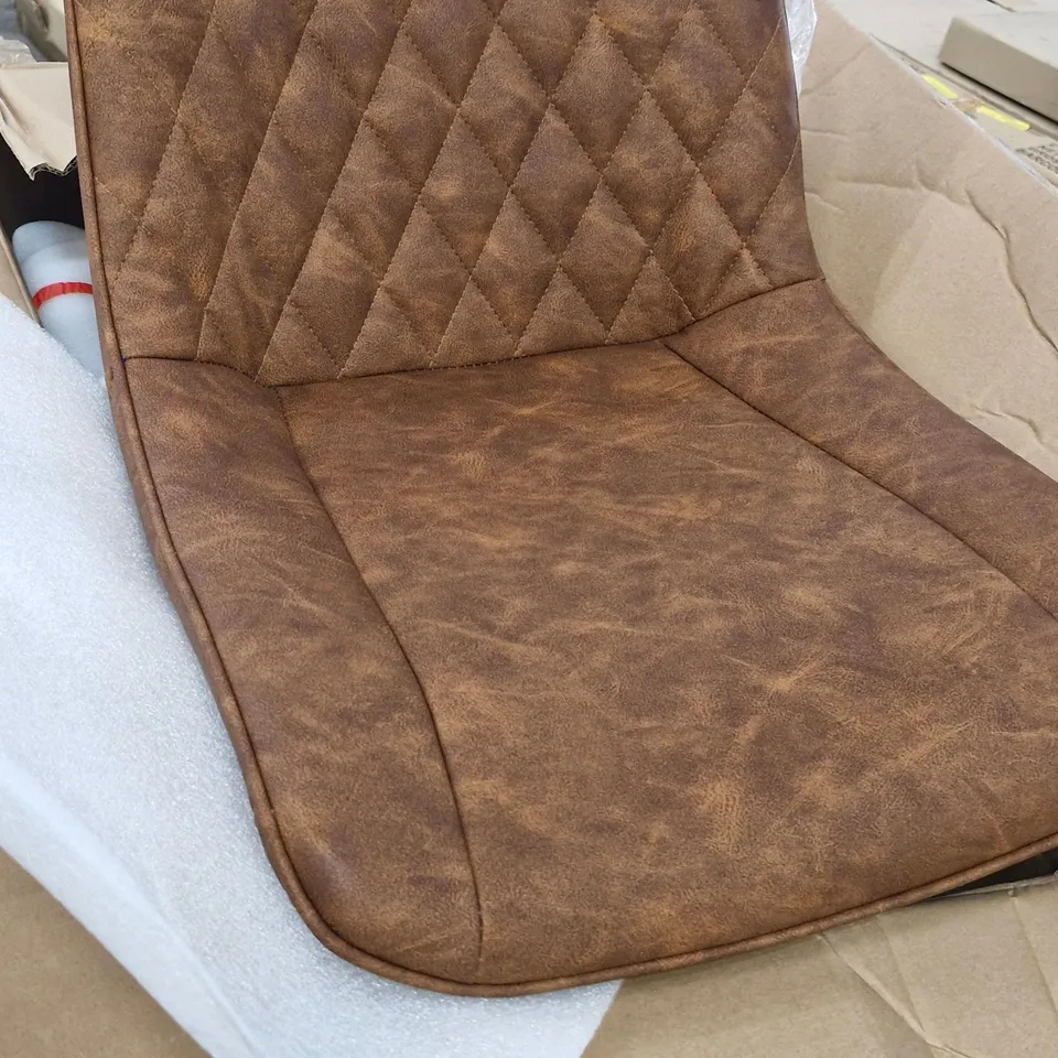 BOXED SET OF 4 DESIGNER BROWN DINING CHAIRS (2 BOXES)