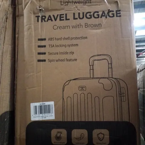 BOXED LUGG LIGHTWEIGHT TRAVEL LUGGAGE - CREAM WITH BROWN 
