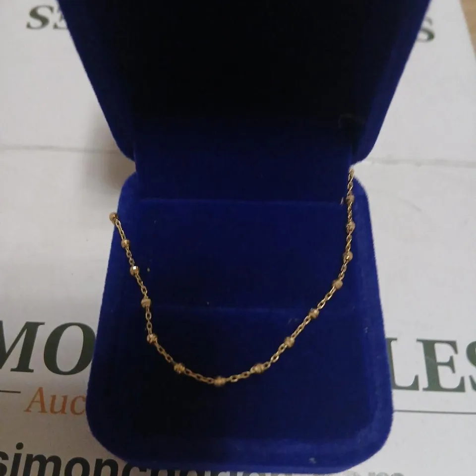 GOLD 9CT ITALIAN GOLD DIAMOND CUT BEAD NECKLACE 2G 