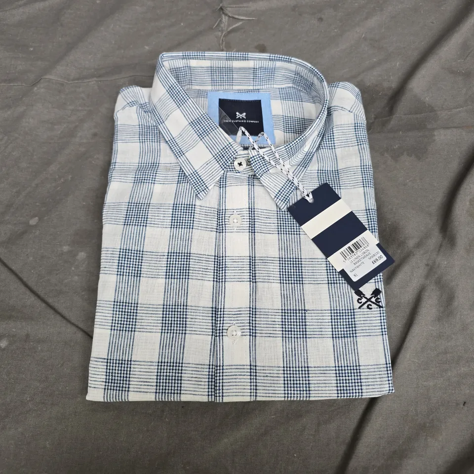 LS LINEN LISBON BASKETWEAVE SHIRT – NAVY/WHITE, XL