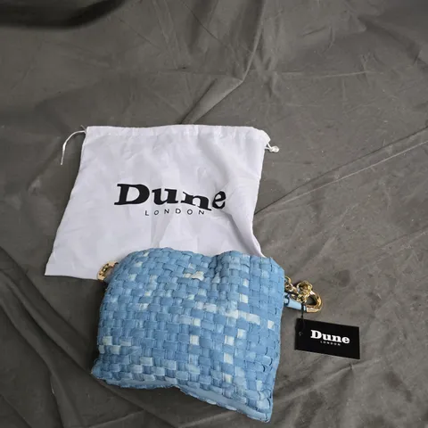 DUNE LONDON BLUE WOVEN HANDBAG WITH GOLD CHAIN STRAP