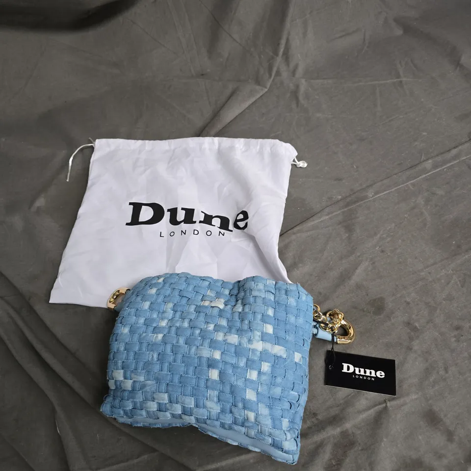 DUNE LONDON BLUE WOVEN HANDBAG WITH GOLD CHAIN STRAP