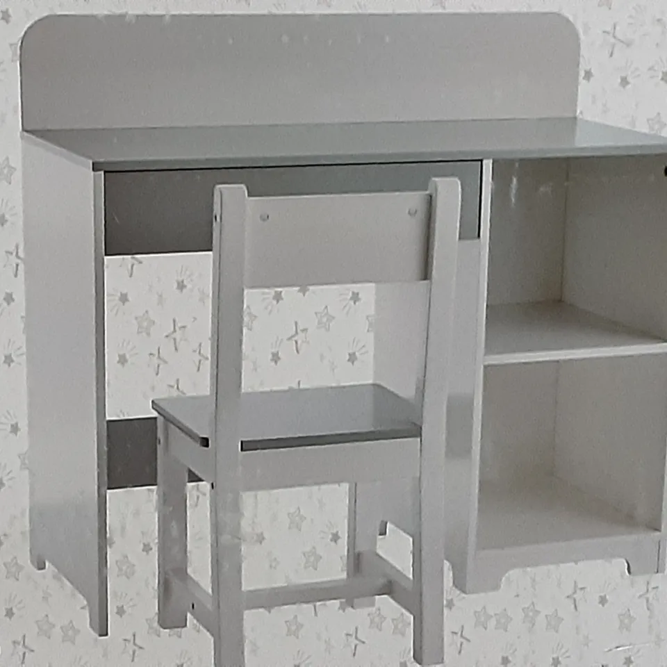 BOXED DESK AND CHAIR SET IN GREY 