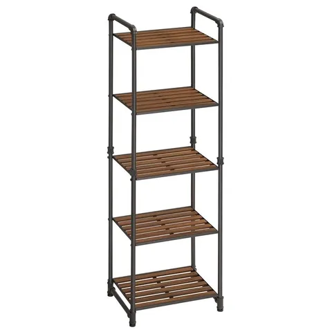 BOXED BATHROOM SHELVES, 5-TIER STORAGE RACK, PLANT STAND WITH ADJUSTABLE SHELVES (1 BOX)