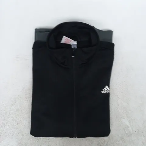 ADIDAS LONG SLEEVE ZIP-THROUGH TRACK TOP IN BLACK/GREY SIZE 15-16 YEARS