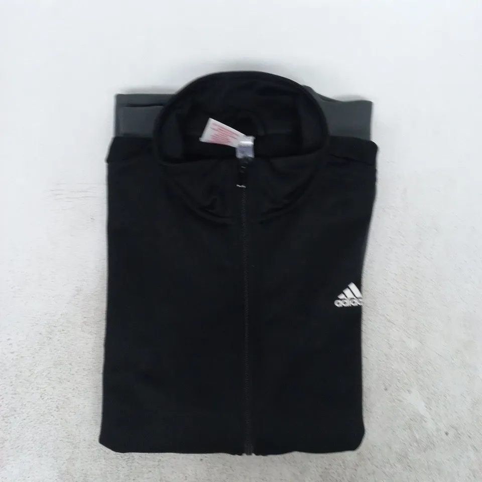 ADIDAS LONG SLEEVE ZIP-THROUGH TRACK TOP IN BLACK/GREY SIZE 15-16 YEARS