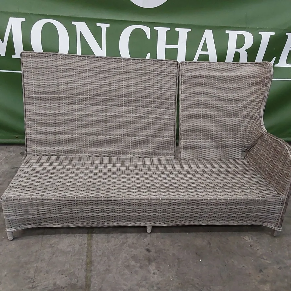 FIJI RATTAN RIGHT HAND 3 SEATER RECLINER RATTAN PIECE IN GREY WITH CUSHIONS