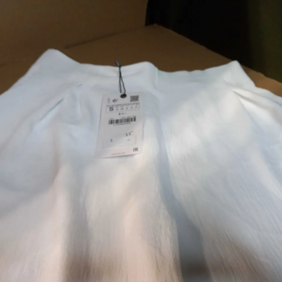 ZARA WHITE FLOWING WIDE LEGGED TROUSERS - SMALL