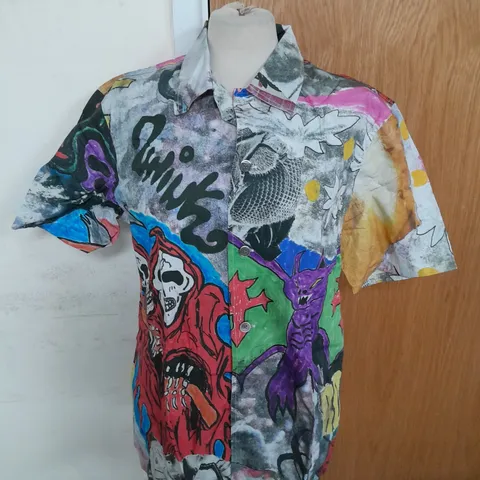 OUR LEGACY BOXSHIRT SHORT SLEEVE IN SKELETORN PRINT SIZE 16