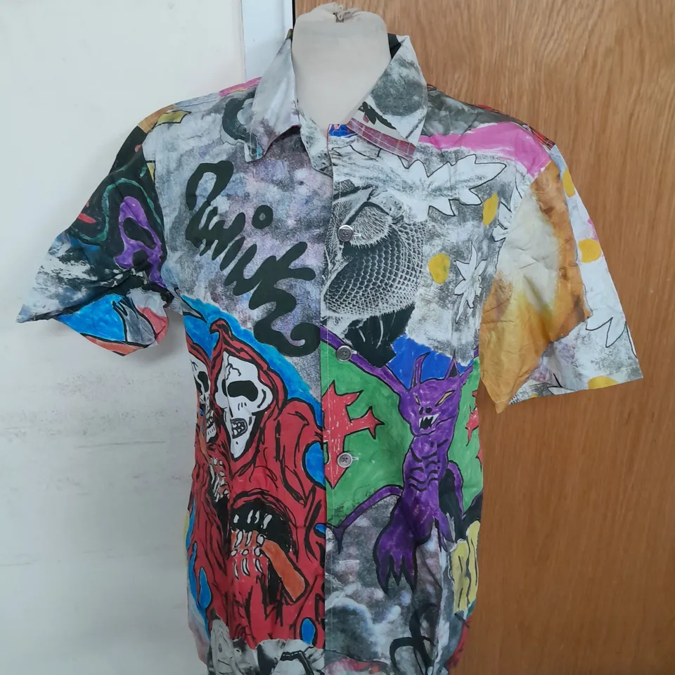 OUR LEGACY BOXSHIRT SHORT SLEEVE IN SKELETORN PRINT SIZE 16
