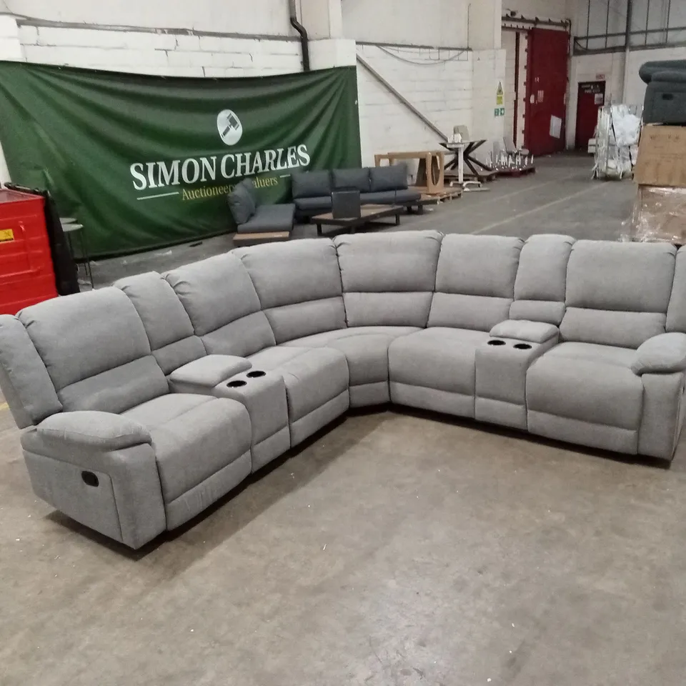 PRAGA CORNER FABRIC MANUAL RECLINER SOFA - GREY