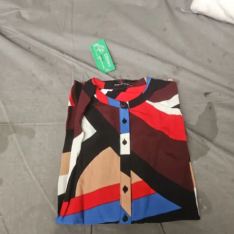 ANNE WEYBURN GEOMETRIC PRINT BLOUSE – UK 14