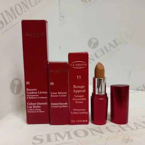 LOT OF 3 CLARINS LIPSTICK/LIP BALM