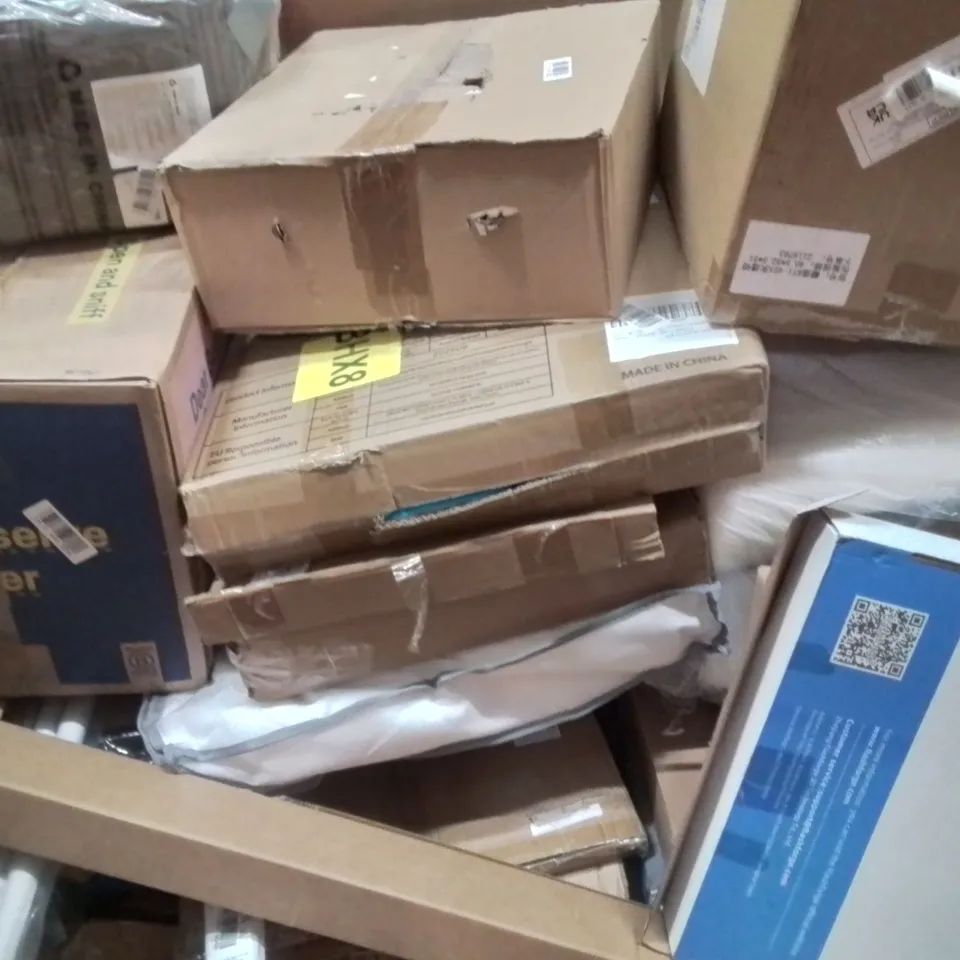 PALLET OF ASSORTED HOUSEHOLD GOODS AND PRODUCTS TO INCLUDE;LED TIMER, STONE BATH MAT,FLOATING SHELF, MIRROR AND OTHER ASSORTED ITEMS...