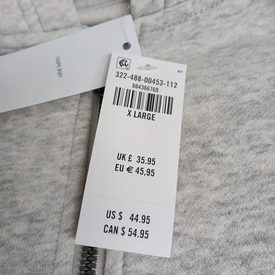 HOLLISTER ZIP HOODIE – BOXY FIT, GREY, XL