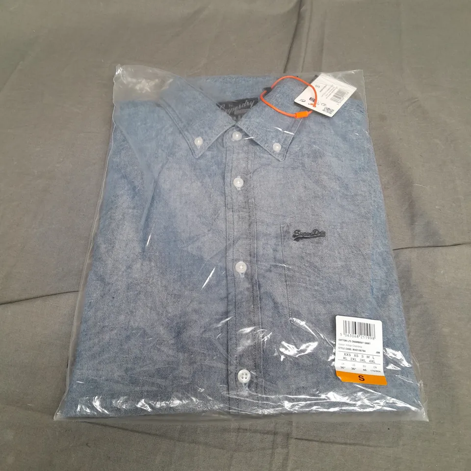 SUPERDRY COTTON L/S CHAMBRAY SHIRT - INDIGO BLUE // SIZE: S