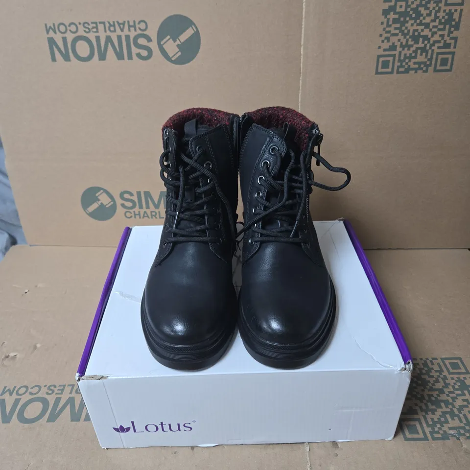 LOTUS WATERPROOF SAUNDRA BLACK ANKLE BOOTS SIZE 40 BOXED