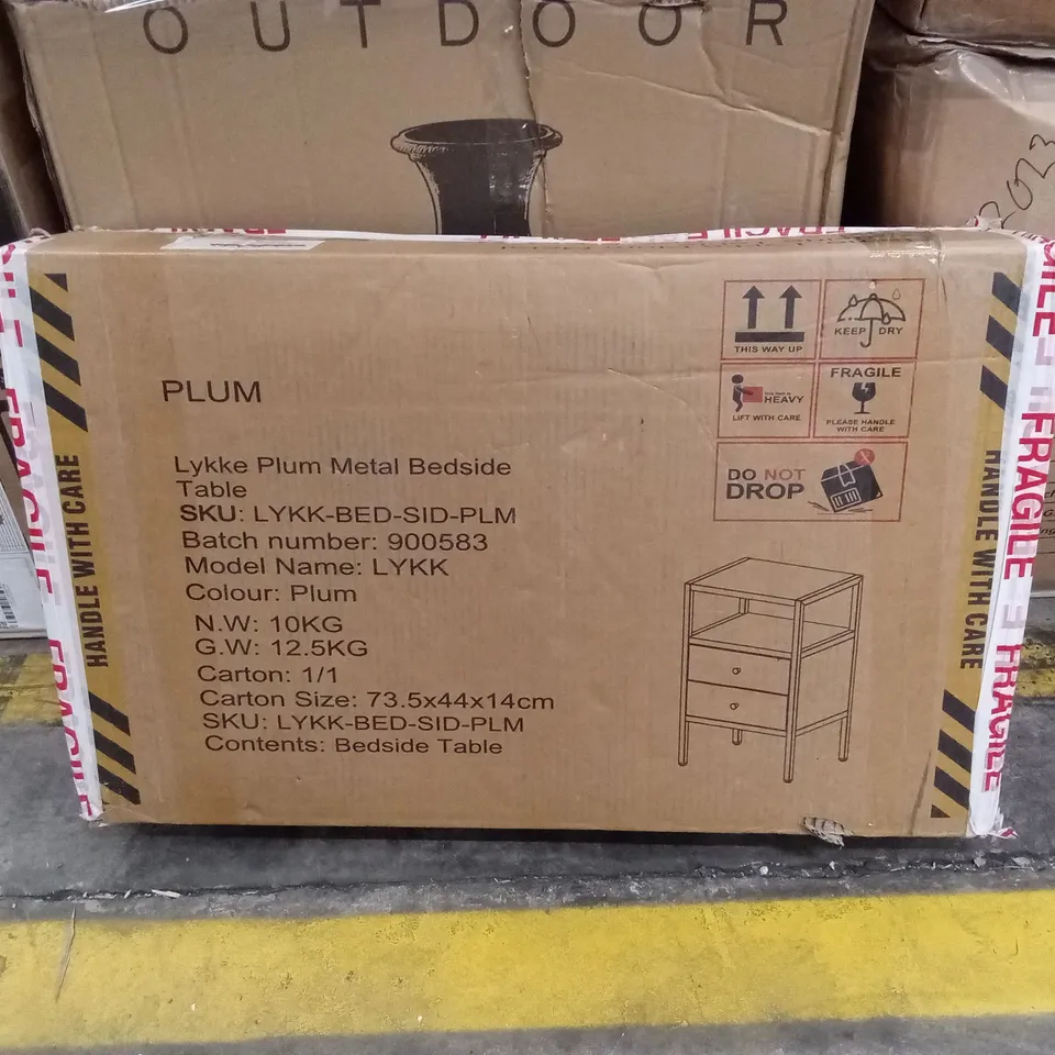 BOXED PLUM LYKKE PLUM METAL BEDSIDE TABLE (1 BOX)