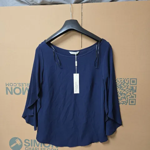 MARINA KANEVA LONDON WOMEN'S BLUE TOP WITH FLUTTER SLEEVES SIZE 12