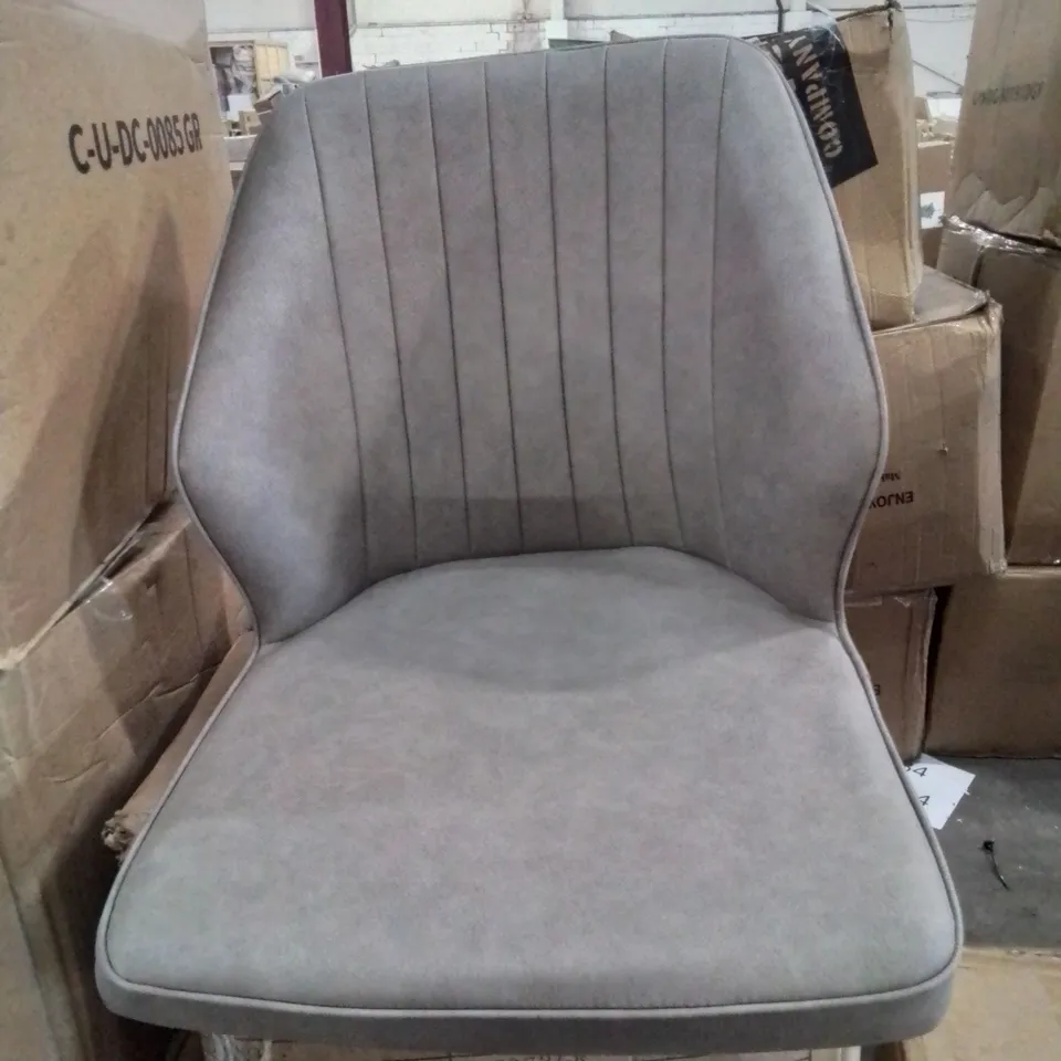 BOXED DANFORTH FAUX LEATHER UPHOLSTERED DINING CHAIRS IN LIGHT GREY