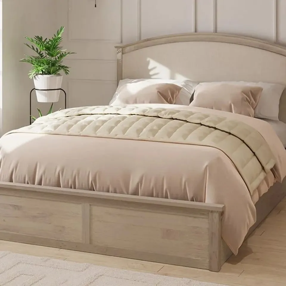 BOXED GFW MADRID DOUBLE OAK WOOD OTTOMAN BED (3 BOXES)