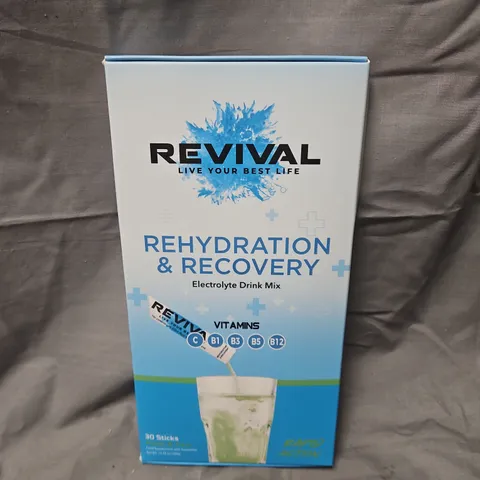 BOXED REVIVAL REHYDRATION & RECOVERY ELECTROLYTE DRINK MIX β 30 STICKS (BEST BEFORE 02/2027)