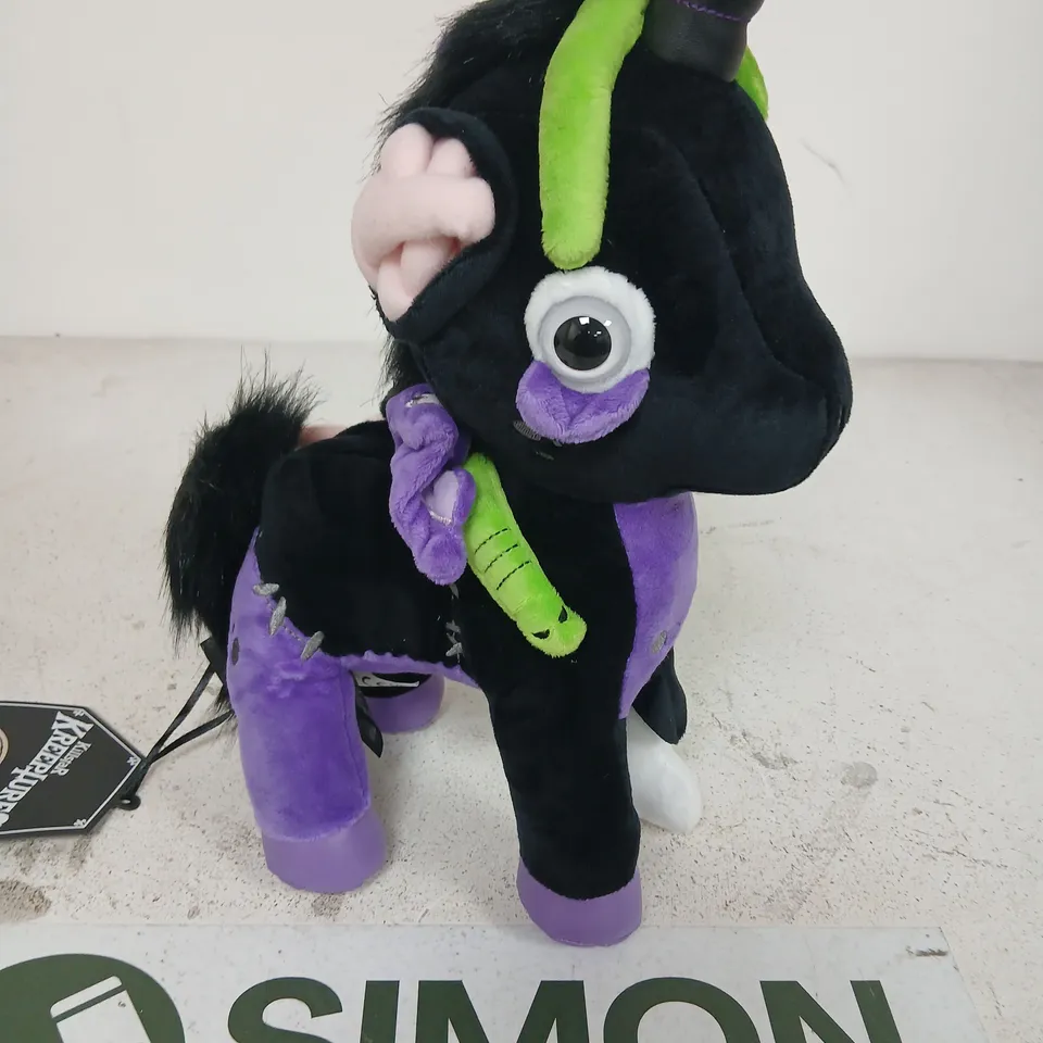 BRAND NEW KILLSTAR KREEPTURES MYTH ZOMBIECORN LIVING DEAD PLUSH – BLACK WITH PURPLE AND LIME ACCENTS