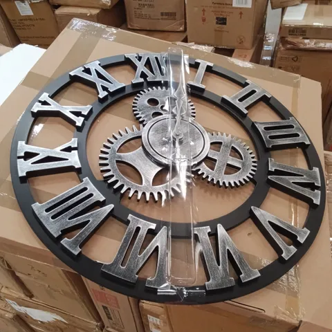 BOXED INDUSTRIAL GEAR DESIGN 3D WALL CLOCK (1 BOX)