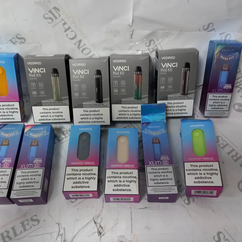 APPROXIMATELY 12 ASSORTED VAPES INCLUDING VOOPOO, OXVA