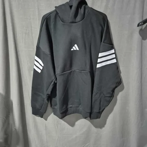 ADIDAS BLACK HOODIE WITH TREFOIL LOGO – UK L