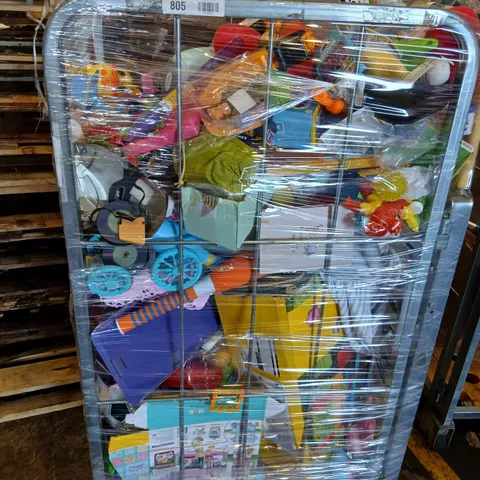 CAGE OF ASSORTED TOYS AND STOCKING FILLERS