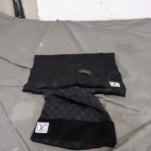 LOUIS VUITTON 100% CASHMERE GREY SCARF WITH HAT