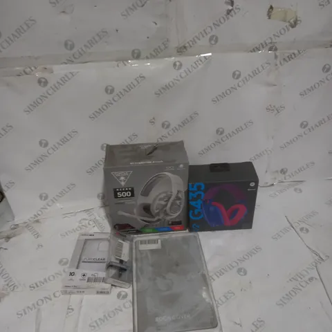 BOX OF ASSORTED ELECTRONICALS TO INCLUDE HEADSETS, PHONE CASES, TABLET CASES ETC