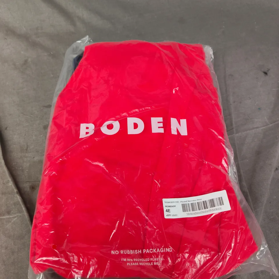 BODEN PLEATED SLEEVELESS DRESS – RED, UK 12R 