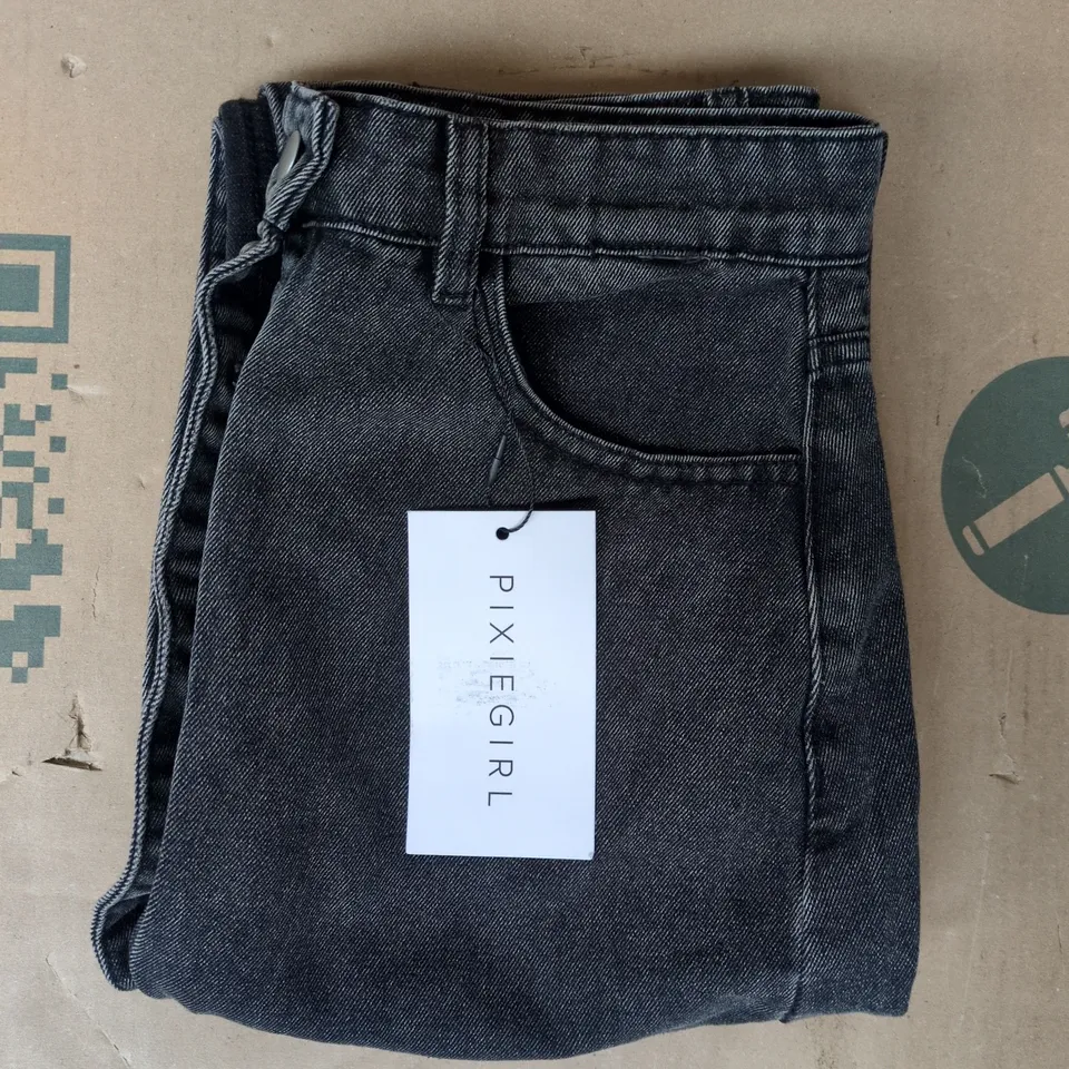 PIXEGIRL DENIM JEANS IN RUSTIC BLACK SIZE 8