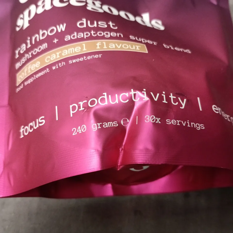 SPACEGOODS RAINBOW DUST MUSHROOM + ADAPTOGEN SUPER BLEND COFFEE CARAMEL FLAVOUR, 240 G