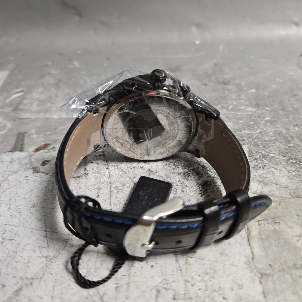 BOXED GLOBENFELD ROMAN CHRONO BLUE DIAL WATCH