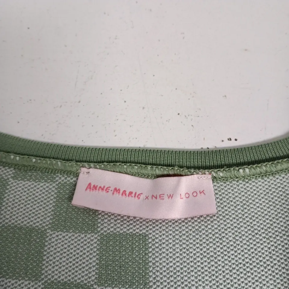 ANNE MARIE X NEW LOOK KNIT SLEEVELESS TOP – GREEN CHECKERED WITH FLORAL PANEL