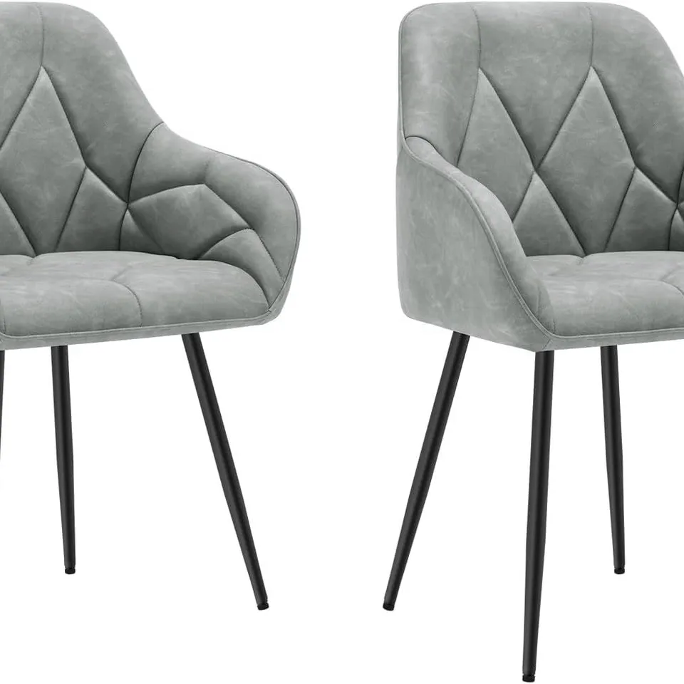 BOXED WOLTU SET OF 2 DINING CHAIRS KITCHEN CHAIRS UPHOLSTERED LIVING ROOM CHAIRS - GREY FAUX LEATHER