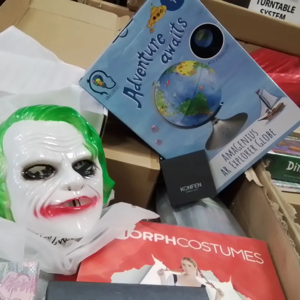 PALLET CONTAINING VARIOUS ASSORTED BOXED HOUSEHOLD ITEMS TO INCLUDE: CRAFT KITS, MASKS, PAINTING BY NUMBERS,  KIDS GLOBE, PUZZLES, PHONES CASES  AND LOTS MORE UNMARKED BOXED ITEMS 