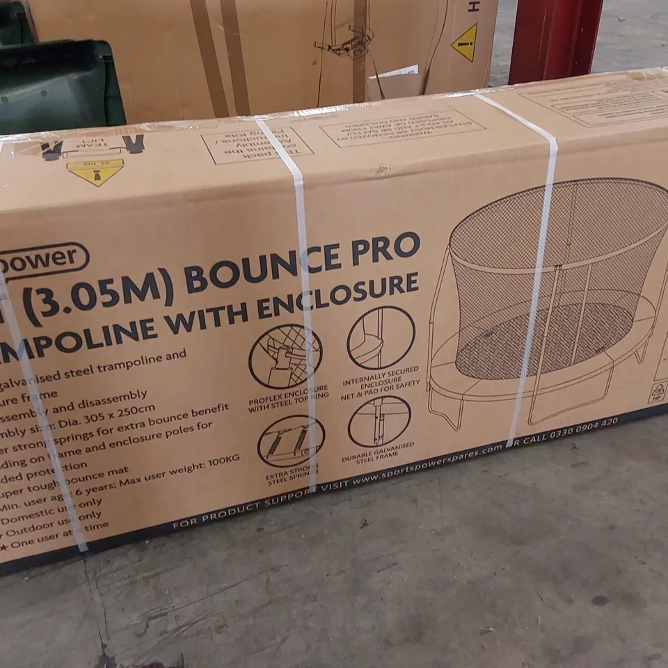 BOXED SPORTSLINE 10FT BOUNCE PRO TRAMPOLINE WITH ENCLOSURE RRP £169.99