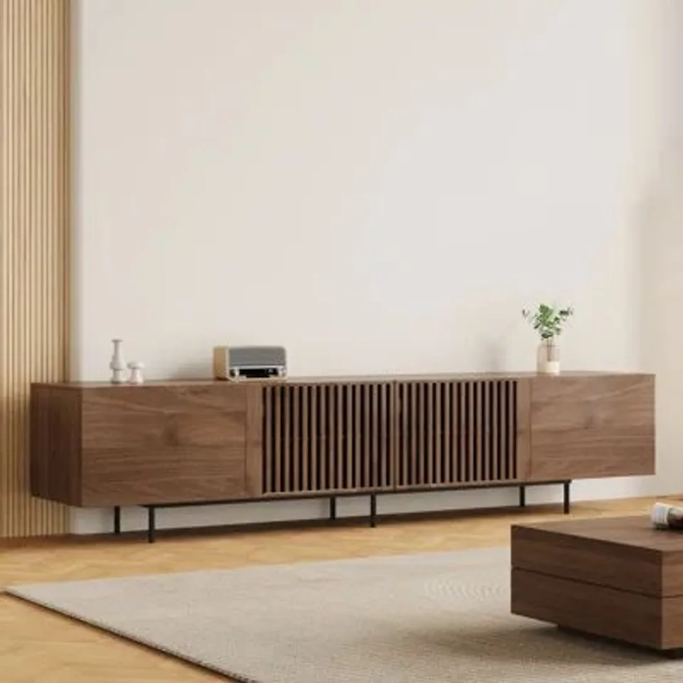 BOXED STAND XL STORAGE MEDIA UNIT FOR SKY Q/PS5, WALNUT MODERN