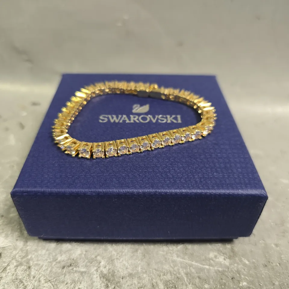 BOXED SWAROVSKI MATRIX ROUND CUT YELLOW GOLD PLATED TENNIS BRACELET